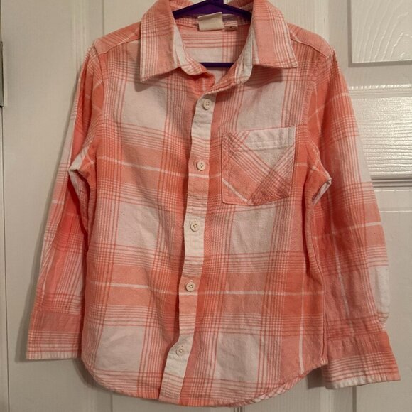 Outdoor Kids Other - Outdoor Kids Girls Flannel Shirt | Size S Plaid Button-Up Pink Orange Long Sleev